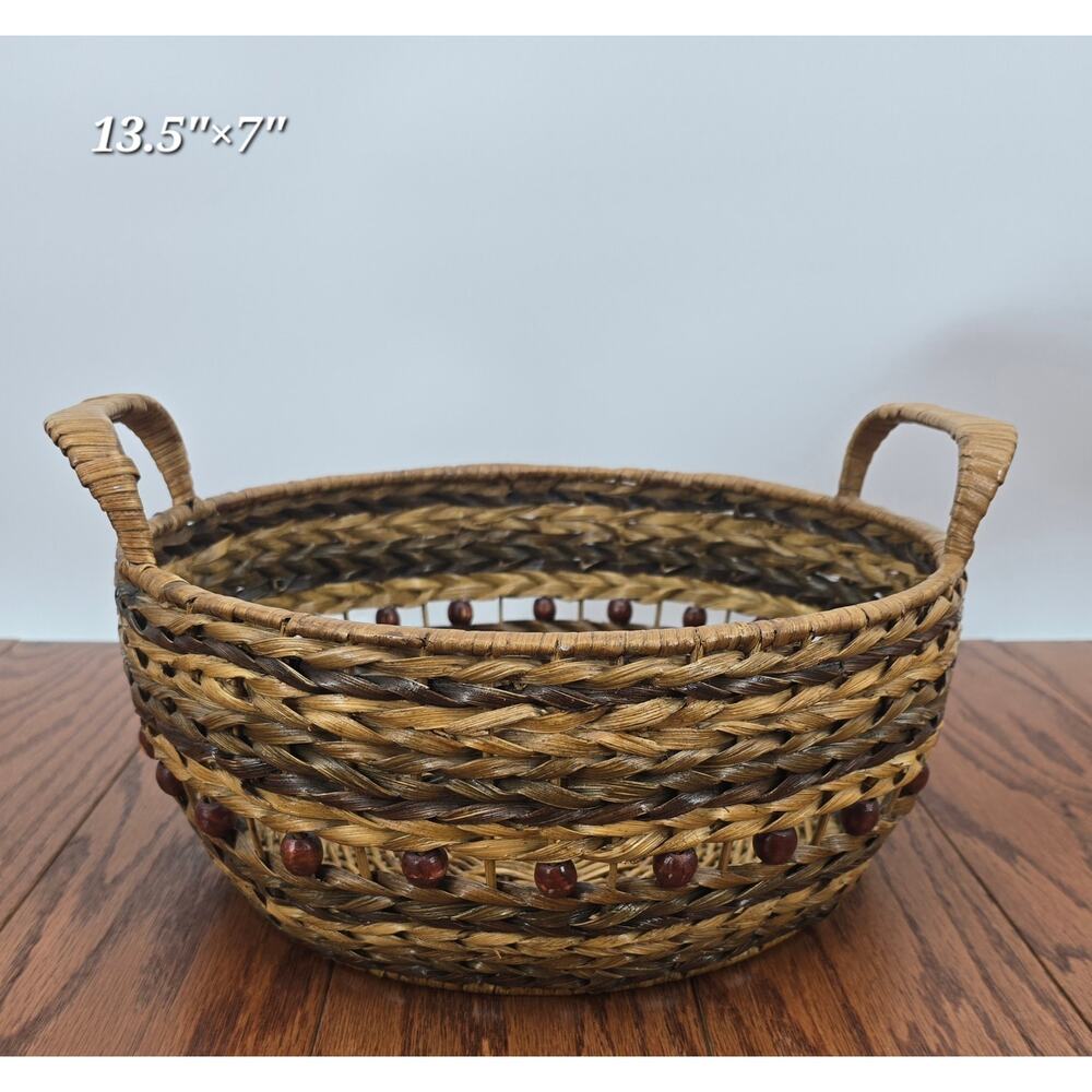 Vintage Woven Basket with Handles